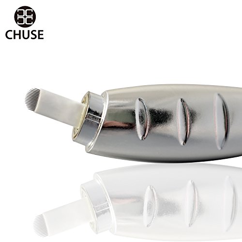 CHUSE M66 16 Curved 5pcs Disposable Microblading Pen With Sterile Microblades (Silver)