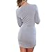 Eliacher Women's Casual Long Sleeve Knitting Sexy V-neck High waist Dress