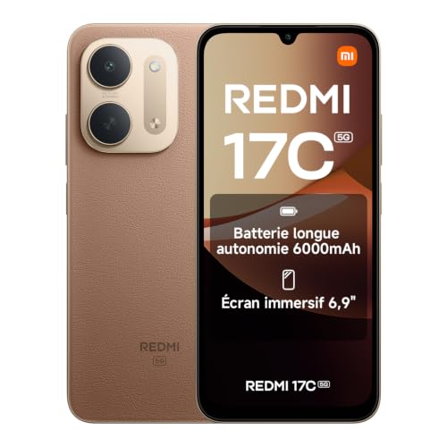 REDMI 17C 5G, Smartphone, 4+128 Go, Marron, Batterie 6000 mAh, Charge 33 W