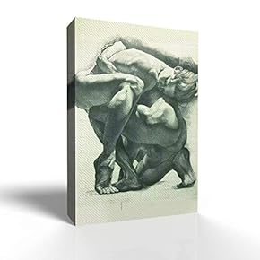 Canvas Wall Art Hand Draw Canvas Painting Prints Wall Poster Decor for Living Room Wooden Framed Home Decorations - 12x18 inches