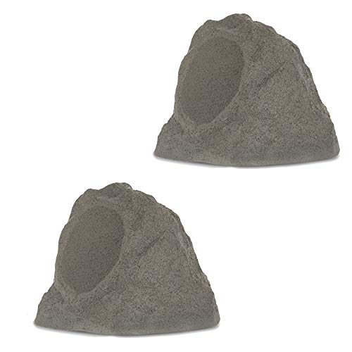 Theater Solutions by Goldwood B63GR Wireless Rechargeable Bluetooth Outdoor 6.5 Inch Rock Speaker System – Slate Gray…