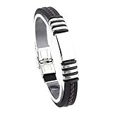 Jusnova Mens Stainless Steel Bracelet Bangle 8.5 Inches Silicone Wristband 4 Colors