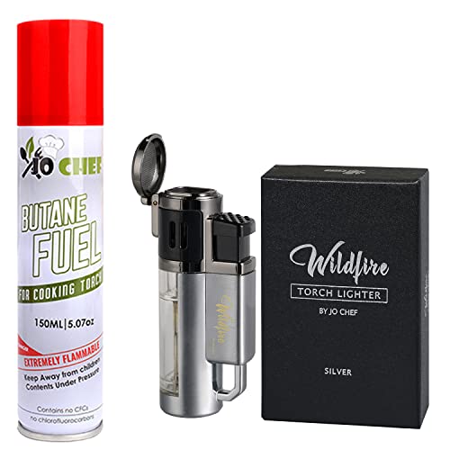 Jo Chef Butane Torch Lighter , Quad Flame Jet Lighter, Use for Years