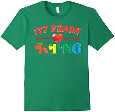 Mens 1ST Grade King With Cute Heart Shape Shirt Gift 2XL Kelly Green