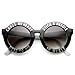 zeroUV Womens Oversized Bold Rim Font Frame Round Sunglasses (Black-Silver)