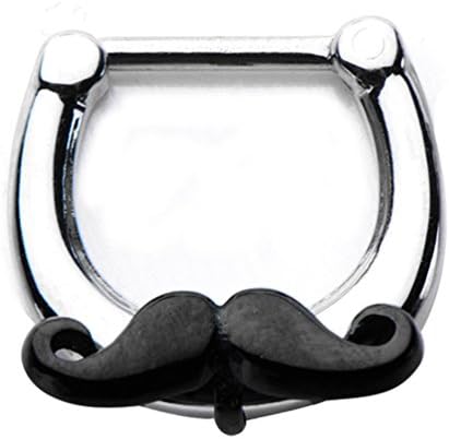 BodyJ4You Septum Clicker Mustache Stainless Steel 14 Gauge 5/16"