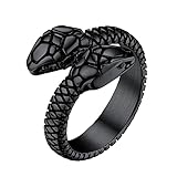 Bestyle Black Snake Ring for Women Men Cool Rings