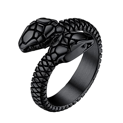 Bestyle Black Snake Ring for Women Men Cool Rings