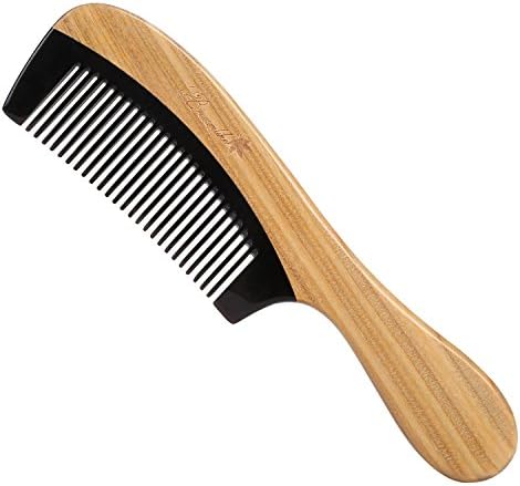 Breezelike Sandalwood Hair Comb - No Static Natural Hair Detangling Comb - Handmade Wooden Horn Comb with Premium Gift Box