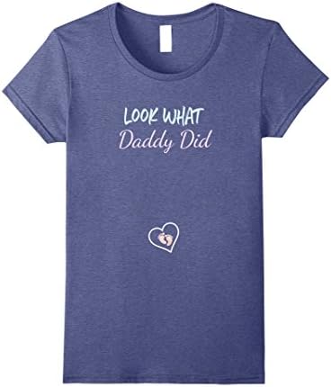 Women's Daddy Did It Pregnant T-shirt Funny Pregnancy Announcement   Small Heather Blue