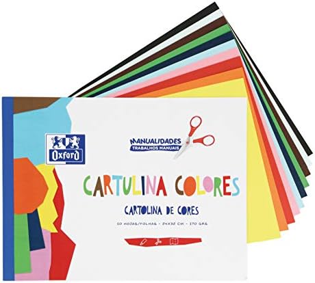 Bloc de Cartulinas de Colores Oxford 10 Hojas en 10 colores surtidos encoladas. Cartulina de 170gr.