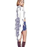 Mansy women's Floral Print Cardigan Beach Cover Up Kimono Blouse Top