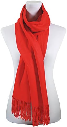 Jhchen Women Pure color Scarf Authentic Cashmere Super Soft and Warm Wrap Shawl Scarf (Red)