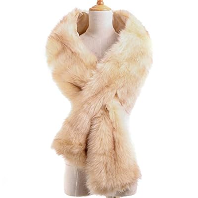 Yetagoo Womens Winter Long Faux Fur Scarf Collar Shawl Stole 1920s Shawl Collar Dress Yetagoo Womens Winter Long Faux Fur Scarf Collar Shawl Stole 1920s Shawl Collar Dress