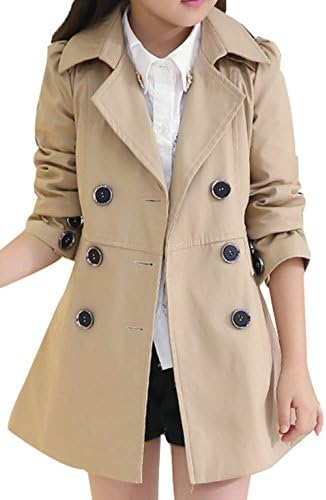SellerFun Girl Child Kid Lapel Double Breasted Outwear Pea Trench Coat