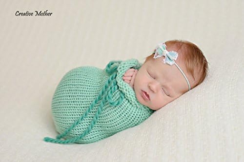 Creative Mother Christmas Cocoon Sleeping Bag for Newborn Boy Girl Cotton Knitted Crochet Photography Prop (Green)
