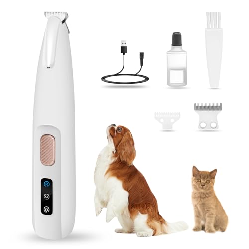 PawTrim Pro, Super Quiet / Rechargeable Paw Trimmer for Pets with LED Light, Waterproof, Wireless Pet Shaver, Dog Clipper, Professional Dog Trimmer for Dogs, Cats, Paws, Eyes