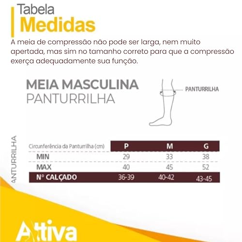 Meia de Compressão Masculina Meia 3/4 Panturilha Alta Compressão 20 30 MARROM ATTIVA