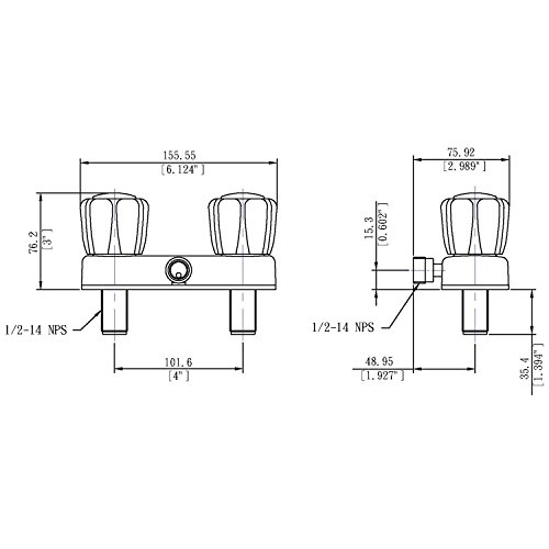 Builders Shoppe 3220ACP RV/Motorhome Replacement Non-Metallic Two Handle Shower Faucet Valve Diverter Chrome Finish