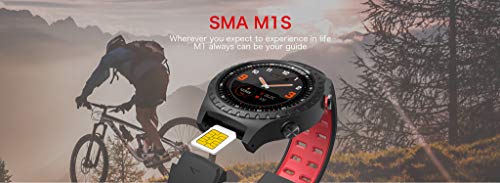 Sunward M1S Card Sports Bluetooth Smart Watch GPS Positioning Compass Waterproof Sports Watch Activity Tracker Pedometer for Smartphone (Red)
