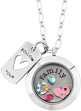 Pugster Locket Necklace I Love You to the Moon and Back Floating Family Charms Memory Magnetic Pendant