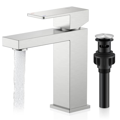 KENES Brushed Nickel Bathroom Faucet 1 Hole, Single Handle Vanity Faucet |