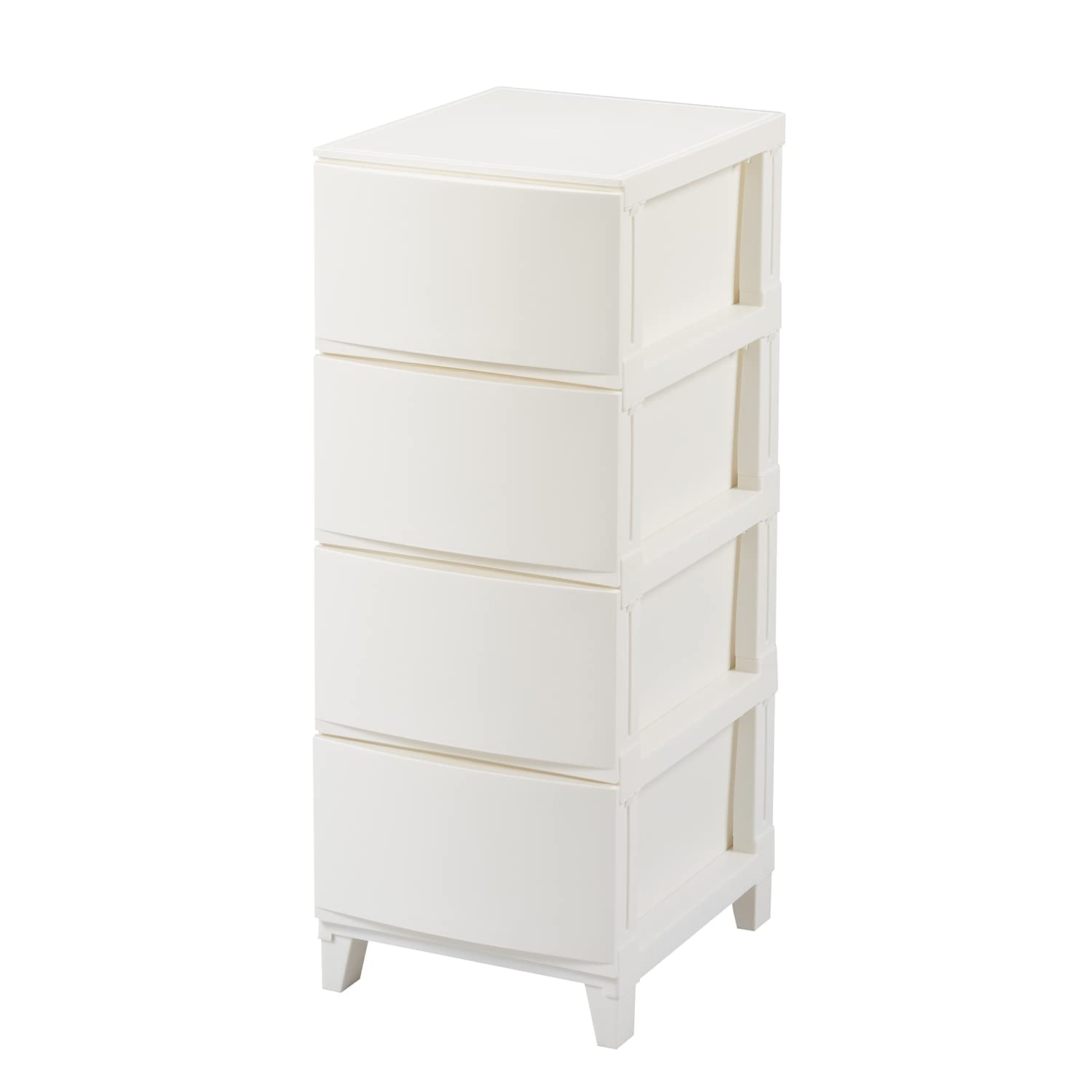 サンカ ルームス 収納 チェスト ホワイト 白 スリム 4段 (幅34×奥行42×高さ87.5cm) スルっと引き出せて スキッと締まる引き出し キズ付きにくいマット加工パネル 簡単組み立て おしゃれ 収納ケース 収納ボックス 日本製 衣装ケース タンス リビング クローゼット 洗面所ROOM'S shade RSD-S344WH商品画像