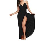 Lkous Women's Spaghetti Strap Backless Beach Dress Bikini Cover Up,Large,  Black