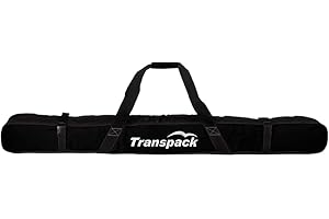 TRANSPACK Super Tough Water-Resistant Lightweight Compact Padded Travel Ski Bag Designed for a Single Pair of Skis, Available in Different Length Options: 152 cm, 168 cm, 182 cm, 192 cm