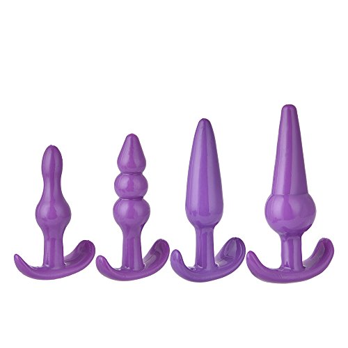 Bu~tt P~lu~g T-bar Base Kit - Training Toys - Erotic Games Role Play - Womens Stimulator - 4 pcs Beginners Anales Set - Best Idea for Gift to Him.Purple