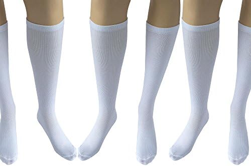 3 Pair Compression Socks Unisex, Energy Socks for Athletics, Running, Flight Travel, Maternity, Nurses, Increase Stamina, Recovery & Circulation by iSupportPosture (Small/Medium, White)