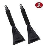 2 Pack Snow Ice Scraper for Car with Foam Handle,Heavy-Duty Frost and Snow Removal Tool for Car Windshield and Window