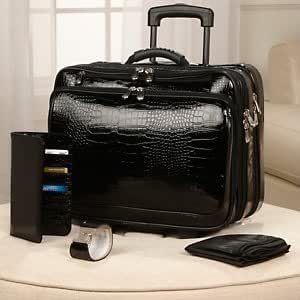 joy mangano croco luggage