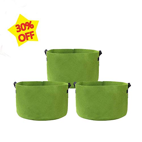 GEMGO Potato Grow Bags 3 Pack, 15 Gallon Aeration Fabric Garden Boxes Planter Pot with Flap and Handles, Vegetable Peanut Growing Box Bucket Pot for Nursery Garden (Green)