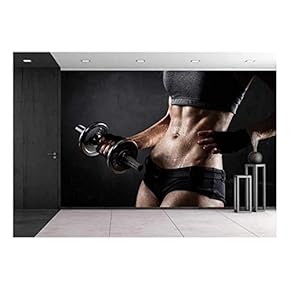 Wall26 - Athletic Woman with Dumbbells - Canvas Art Wall Decor - 100"x144"