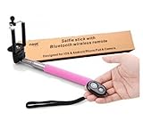 Noot® Extendable Self-Portrait Handheld Stick Monopod Adjustable Phone Holder + Selfie Bluetooth Wireless Remote Shutter Self Release Timer for All Apple iPhone's / iPad's with iOS 6 and above & All Android Smartphone with 4.2.2 Firmware and above (Pink)