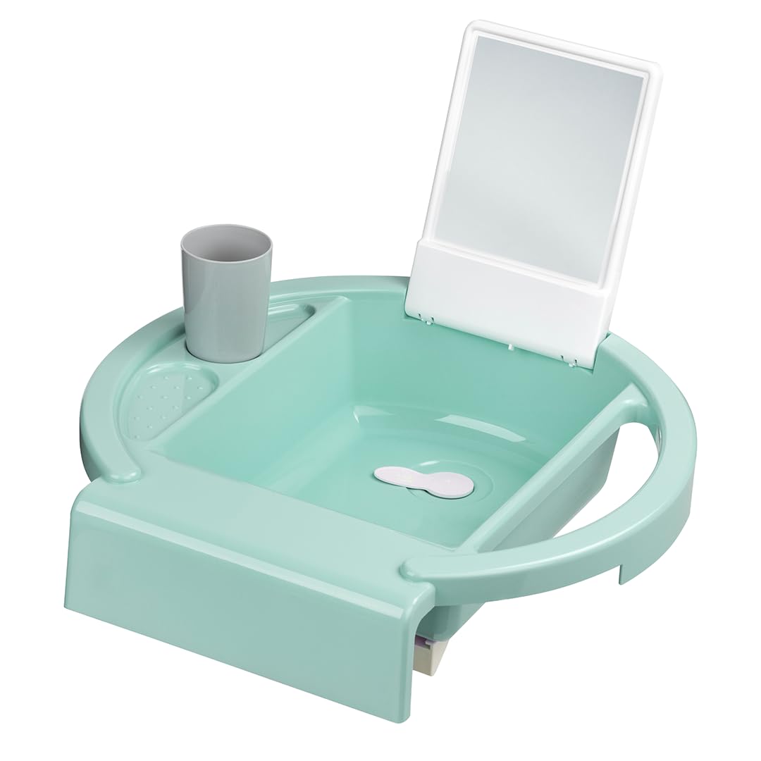 Rotho Babydesign Kiddy Wash Children's Washbasin, To be Attached to the Edge of the Bathtub, 38.7 x 38.2 x 10 cm, Swedish Green (Mint Green), 20034 0313 01