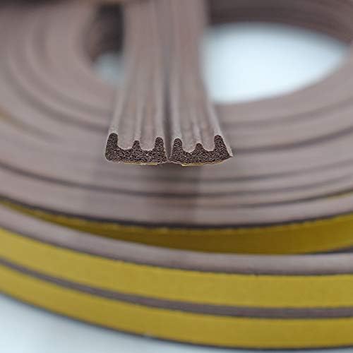 KX Indoor Weather Stripping, Self Adhesive Foam EPDM Doors and Windows Draught Excluder Foam Soundproofing Rubber Weatherstrip Collision Avoidance, 7/20-Inch x7/45-Inch, 2 Seals Seal Strip (Coffee)