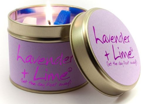 Lily-Flame Scented Candle in a presentation Tin - Lavender and Lime — image 1