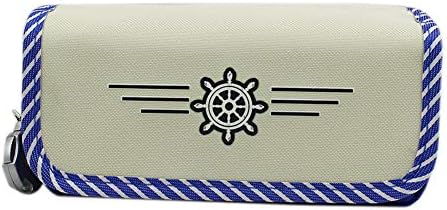 Canvas Zipped Pencil Bag in Luminous Naval Design with Compartments and Combination Lock