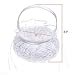 Kloud City 5 Inch White Embroidered Petal Wedding Flower Girl Basket with Satin Rose Bowknot Ceremony Party Decoration