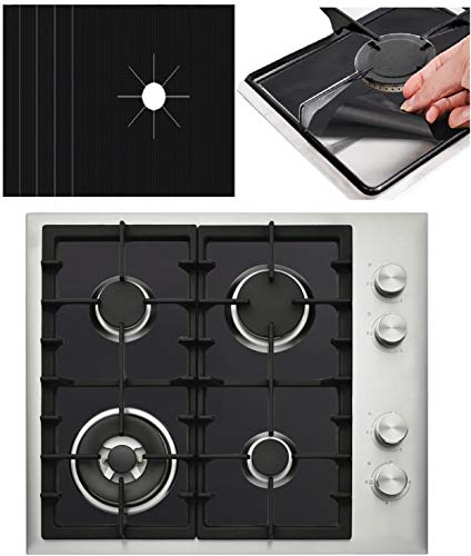 5 PACK PREMIUM Black Gas Stove Burner Covers - Stove Top Liner - Gas Range Protector - Stove Burner Covers - Double Thickness 0.2mm - Reusable & Dishwasher Safe. SET OF 5!