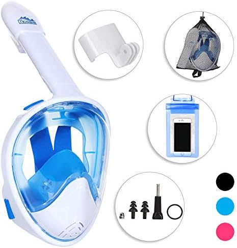 iClique Full Face Snorkel Mask - Scuba Diving Set - Snorkeling Gear for Men Women Kids Adults
