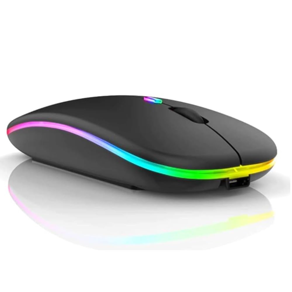 Mouse Sem Fio Recarregável Wireless Bluetooth Optico Led Rgb Colorido Ergonômico Usb 2.4 Ghz Notebook Computador Pc Desktop L