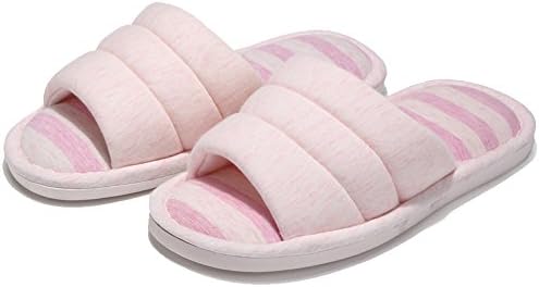 Orasha Indoor House Slippers Open Toe Knitted Cotton Non-Slip Sole Men Women Shoes(Light Pink,Small)