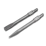 Tooluxe 02625 Demolition Jack Hammer Bit Set, Chromium-Vanadium Steel | Flat Tip and Bull Point Chisels