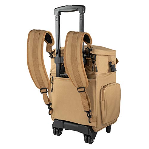 Calissa Offshore Tackle Backpack -"Apollo 2" Tactical Rolling Pistol Case Gun Range Bag for Shooting Gear, Ammo, Hunting Supplies, Firearms Storage, Fishing Equipment - 5 Pouch Compartment Organizer