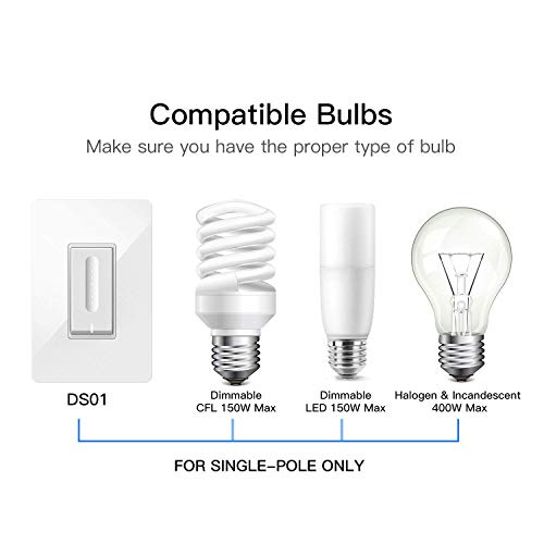Smart Dimmer Switch, Treatlife WiFi Light Switch for Dimmable LED/Halogen/Incandescent Bulbs, Compatible with Alexa, Google Assistant/IFTTT, Remote Control, Single-Pole, Neutral Wire Required (4 PACK)