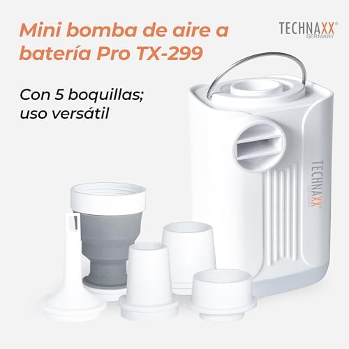 TX-299 Pro, mini bomba de ar elétrica recarregável de 3600 mAh com bateria externa, luz LED e 5 bicos. Bomba de ar portátil sem fios para artigos insufláveis