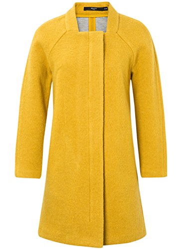 ME&CITY Women's Solid Color Zip Closure Woolen Coat, Yellow S ME&CITY Women's Solid Color Zip Closure Woolen Coat, Yellow S